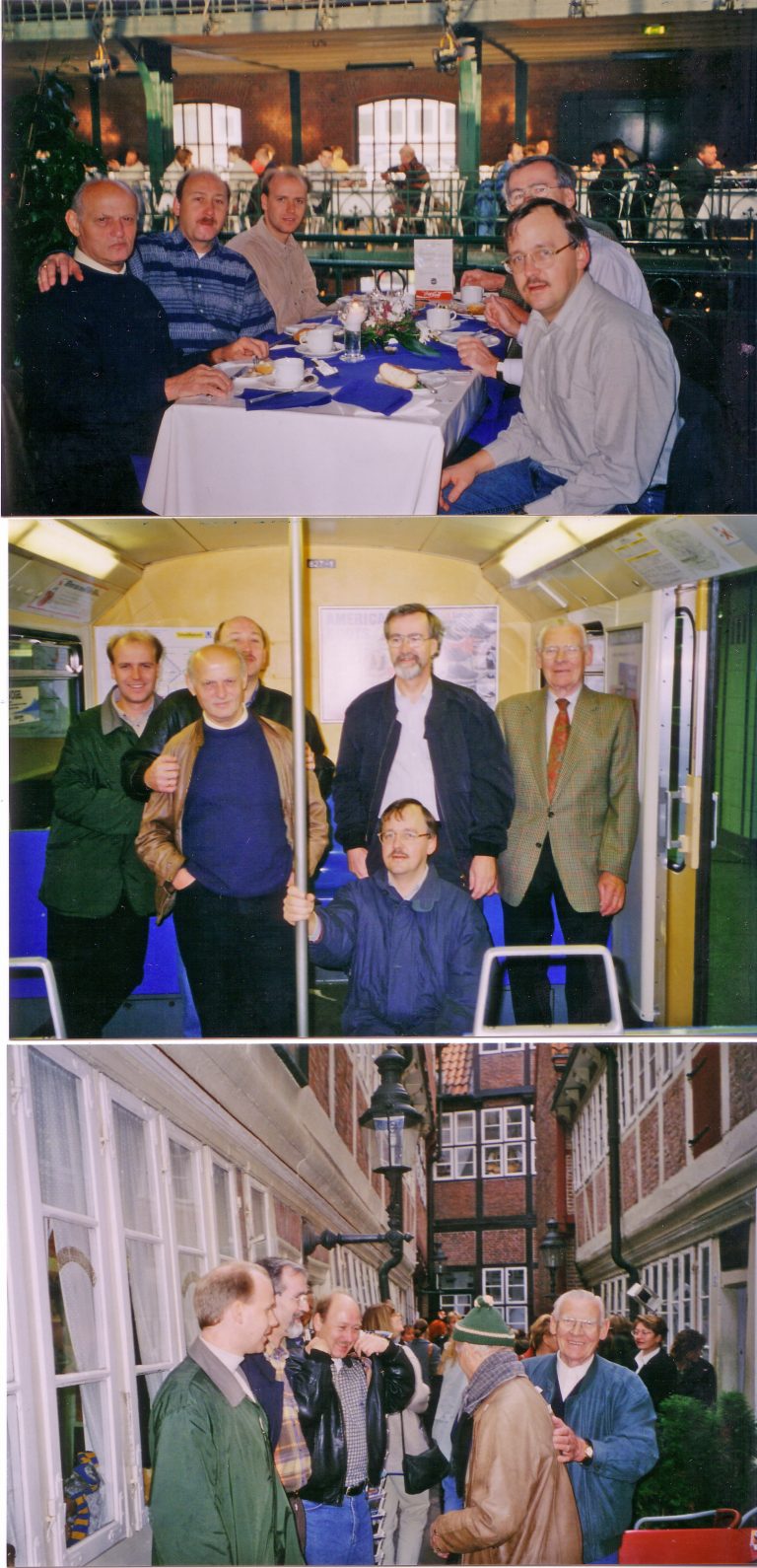 Oben beim Frühstück in den Fischhallen, in der Mitte in der U-Bahn, unten in der Nähe des Michels