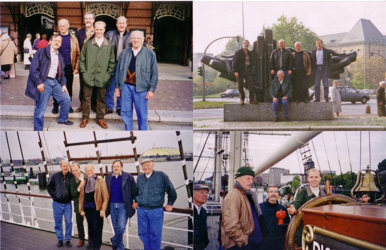 Am Hafen: Tobi, Ulli, Marcel, Hubert, Wolf - Rüdiger und Karl.