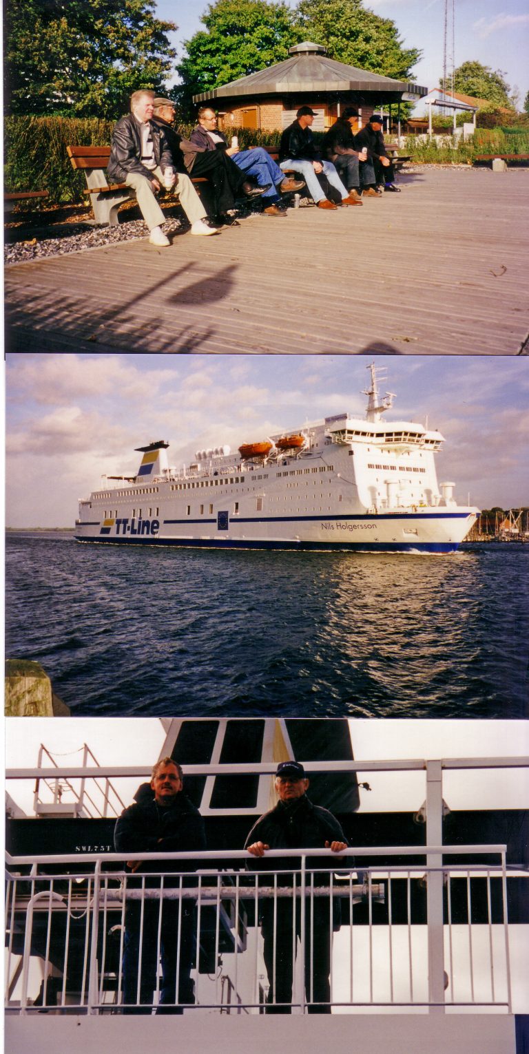 In Travemünde ruhen wir uns nach der ersten Besichtigung beim Bier erstmal aus, schauen uns den das riesige Schiff an und unten sind Hubert und Tobi schon drauf.