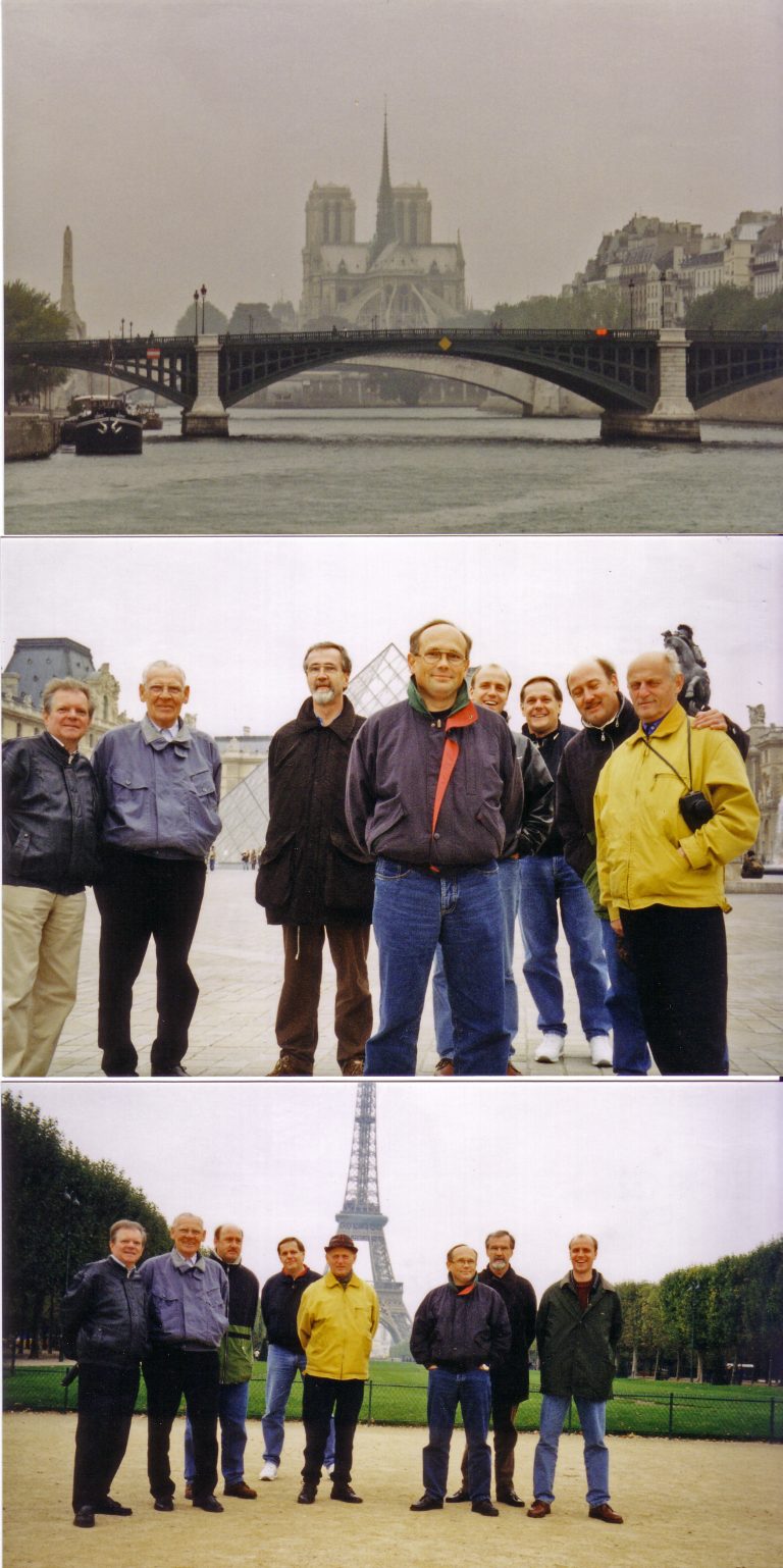 Die Brücken über der Seine und Men Drup am Louvre und am Eifelturm.